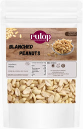 Rulop Blanched Peanuts 1Kg - Raw Whole PeaNuts - 100% Natural - Large Bag - Unsalted Unroasted Skinless Shelled – for Making Peanut Butter & Roasting