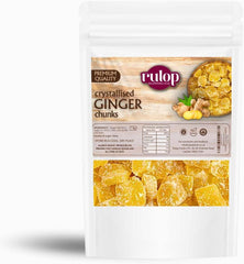 Rulop Premium Crystallized Ginger - 1kg | Vegan Snack in Resealable Pouch for Baking, Cooking & Healthy Treats