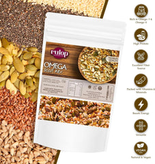 Rulop Omega Seed Mix 1kg - Premium Mixed Seeds for Bread Making, Breakfast Cereal & Baking - Raw, Natural & Vegan Omega Seed Mix with Sesame, Sunflower, Pumpkin, Brown Linseed & Golden Linseed