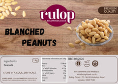 Rulop Blanched Peanuts 1Kg - Raw Whole PeaNuts - 100% Natural - Large Bag - Edible Nut - Unsalted Unroasted Skinless Shelled – for Making Peanut Butter & Roasting - Non GMO