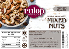 Rulop Mix Nuts 1kg: Raw & Unsalted Cashews, Almonds, Walnuts, Brazil Nuts
